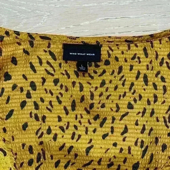 Who what wear Gold leopard print puff sleeve dress size large L - Picture 5 of 8